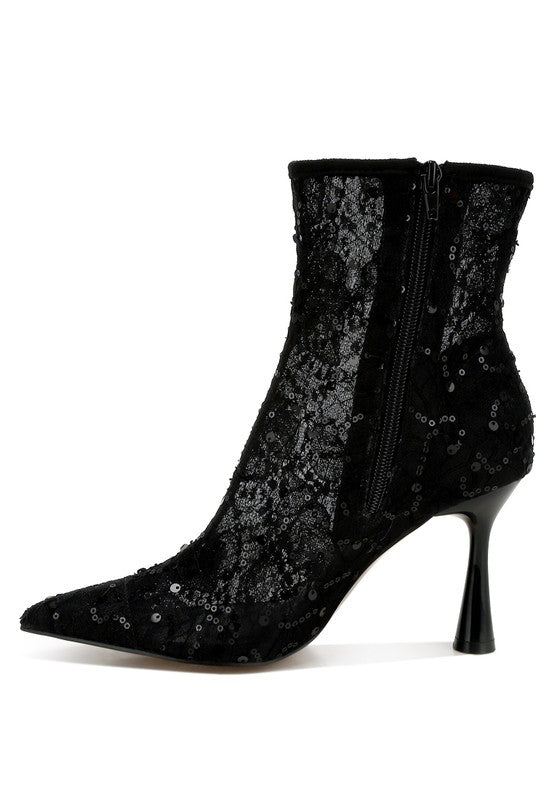 Women's Elegant Sequin Lace Boots for Special Occasions