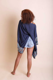 Women's Casual Geometric Embroidered Sleeve Kimono