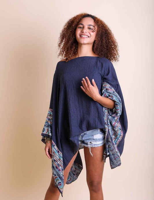 Women's Casual Geometric Embroidered Sleeve Kimono