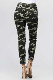 CAMOUFLAGE SKINNY PANTS WITH VELVET SIDE TAPE