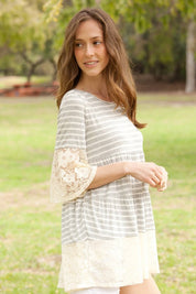 Women's Lace Ruffle Sleeve Tiered Tunic