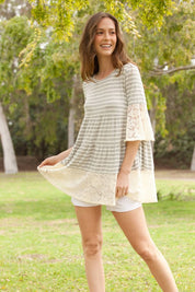 Women's Lace Ruffle Sleeve Tiered Tunic