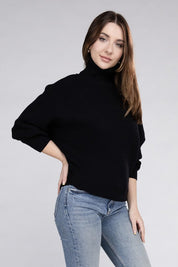 Women's Loose Fit Viscose Dolman Sleeve Turtleneck Sweater