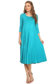 Women's A-Line Jersey Knit Dress with 3/4 Sleeves