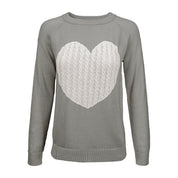 Women's Casual Heart Design Long Sleeve Pullover Sweater