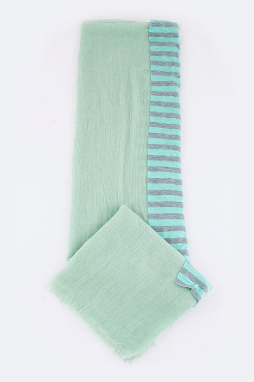 Women's Striped Jersey Knit Fashion Fringe Scarf