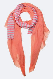 Women's Striped Jersey Knit Fashion Fringe Scarf