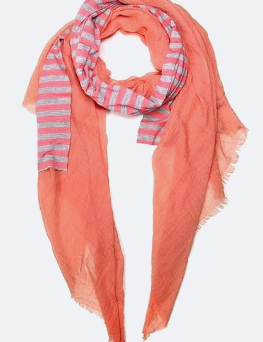 Women's Striped Jersey Knit Fashion Fringe Scarf