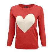 Women's Cozy Distressed Heart Pullover Sweater