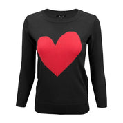 Women's Cozy Distressed Heart Pullover Sweater