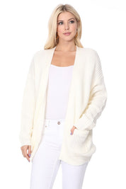 Women's Oversized Waffle Knit Open Front Cardigan