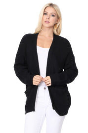 Women's Oversized Waffle Knit Open Front Cardigan