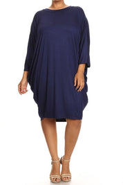 Women's Solid 3/4 Sleeve Midi Dress