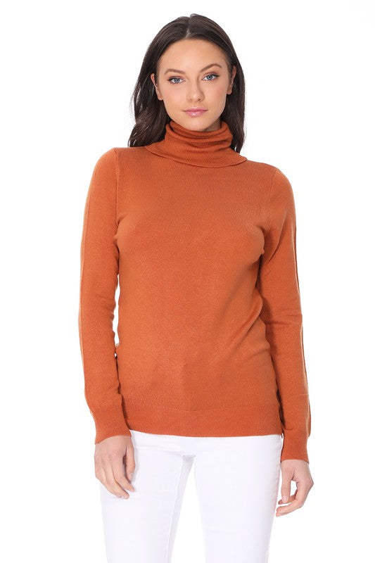 Women's Contemporary Turtleneck Spandex Pullover Sweater