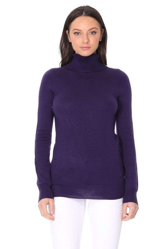 Women's Contemporary Turtleneck Spandex Pullover Sweater