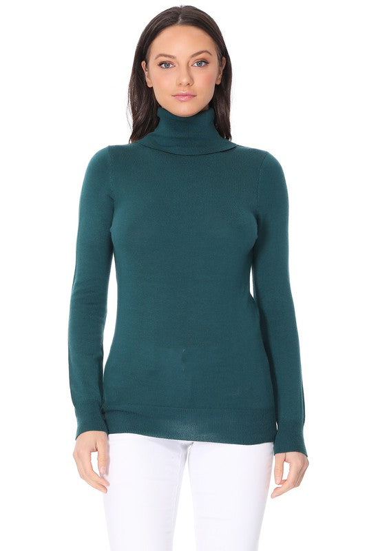 Women's Contemporary Turtleneck Spandex Pullover Sweater