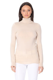 Women's Contemporary Turtleneck Spandex Pullover Sweater