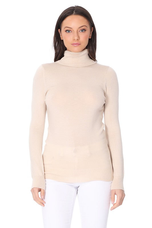 Women's Contemporary Turtleneck Spandex Pullover Sweater