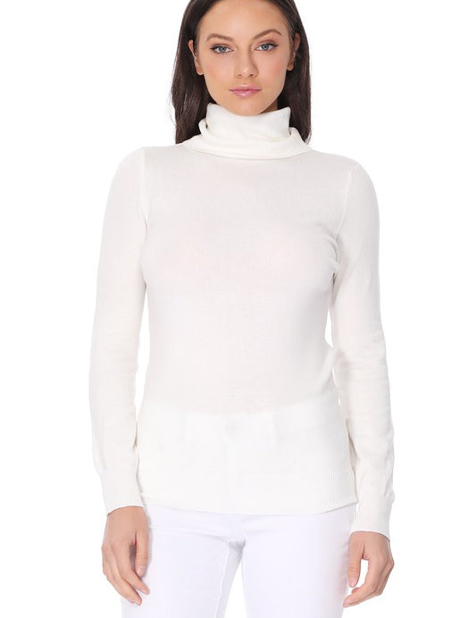 Women's Contemporary Turtleneck Spandex Pullover Sweater