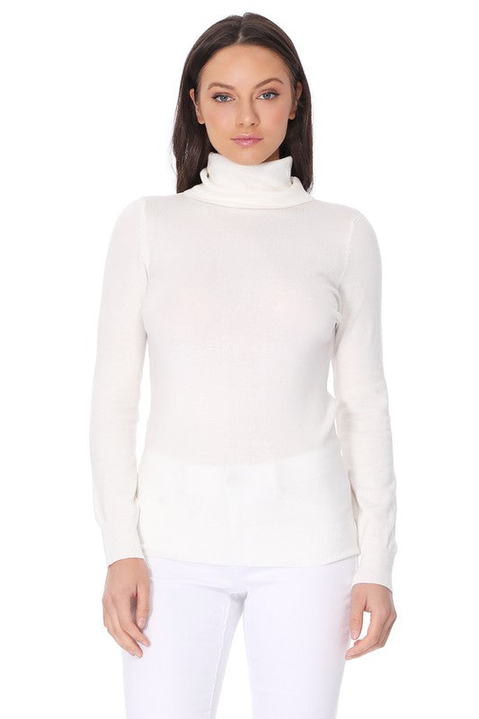 Women's Contemporary Turtleneck Spandex Pullover Sweater