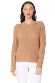 Women's Lightweight Waffle Knit Long Sleeve Sweater Top