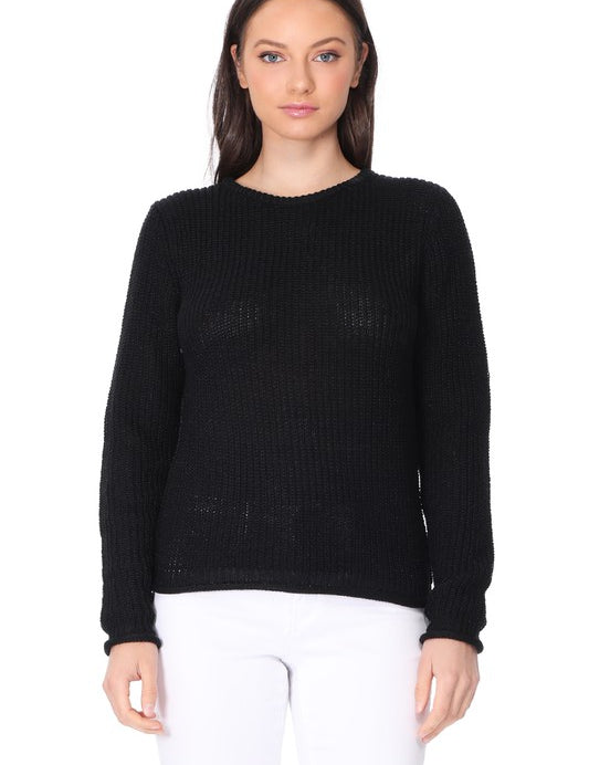 Women's Lightweight Waffle Knit Long Sleeve Sweater Top