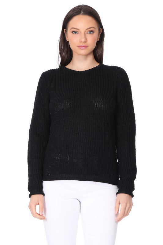 Women's Lightweight Waffle Knit Long Sleeve Sweater Top