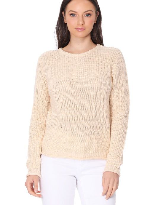 Women's Lightweight Waffle Knit Long Sleeve Sweater Top