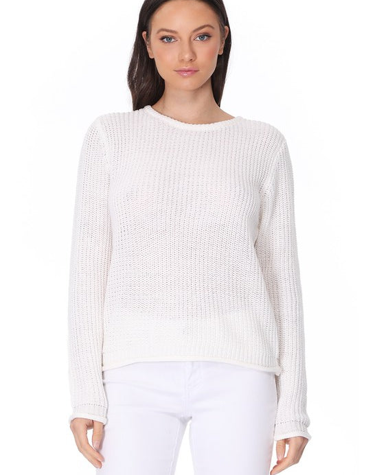 Women's Lightweight Waffle Knit Long Sleeve Sweater Top