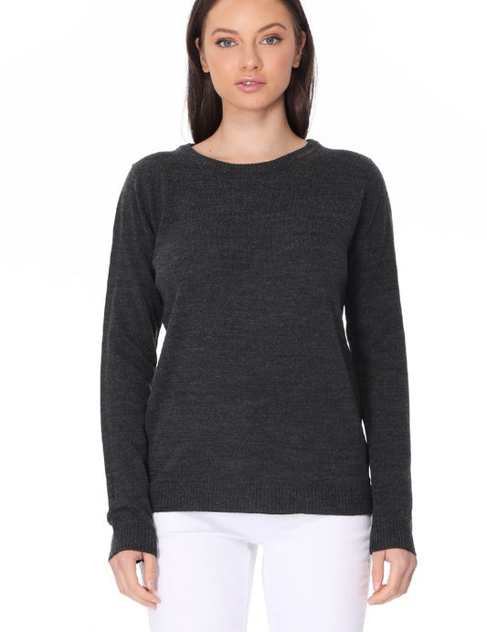 Women's Loose Fit Long Sleeve Crewneck Pullover Sweater