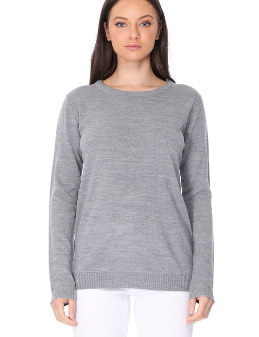 Women's Loose Fit Long Sleeve Crewneck Pullover Sweater