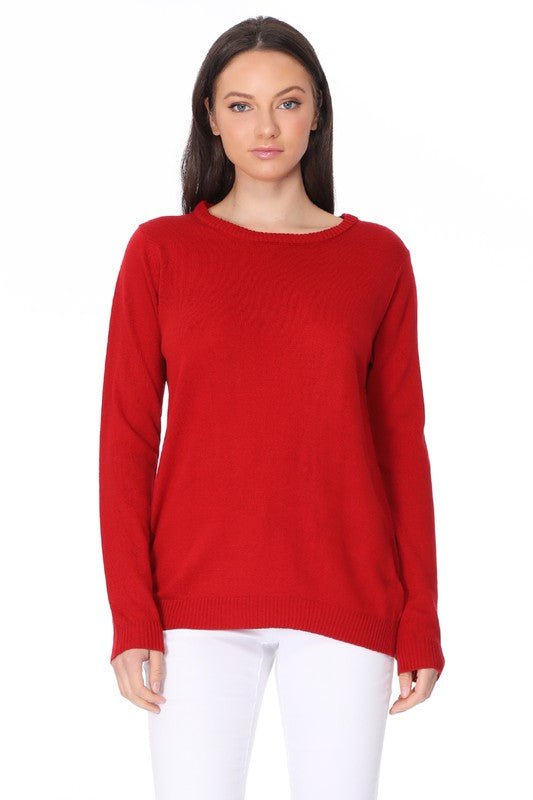 Women's Loose Fit Long Sleeve Crewneck Pullover Sweater