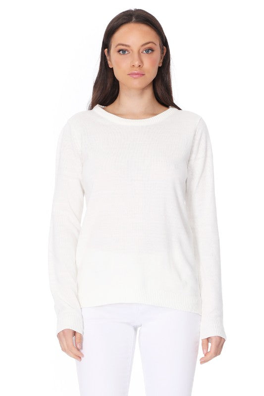 Women's Loose Fit Long Sleeve Crewneck Pullover Sweater