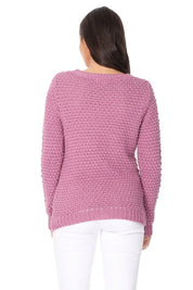 Women's Casual Popcorn Stitch Long Sleeve Sweater Top