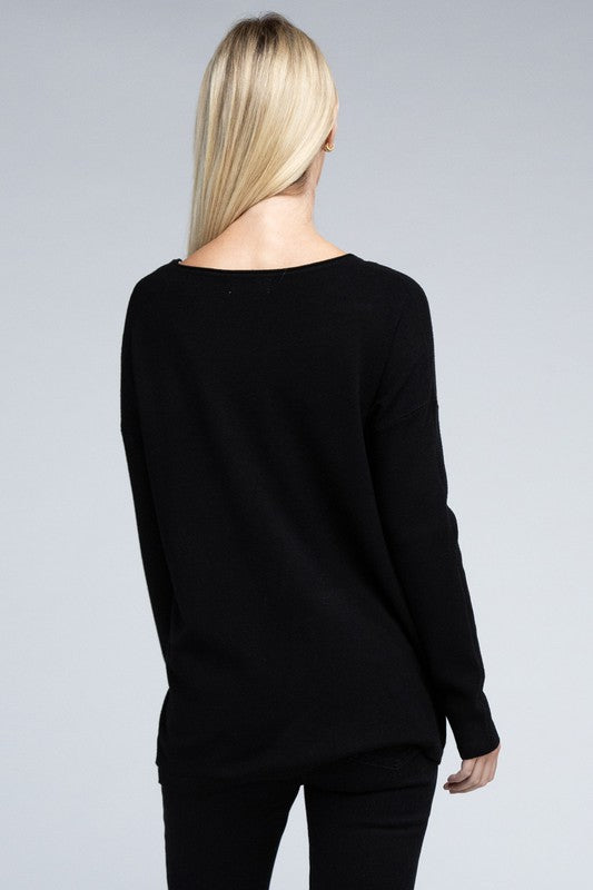 Women's Relaxed Viscose Sweater with Front Pockets