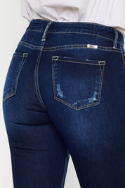 Women's Mid Rise Flare Jeans with Hem Detail