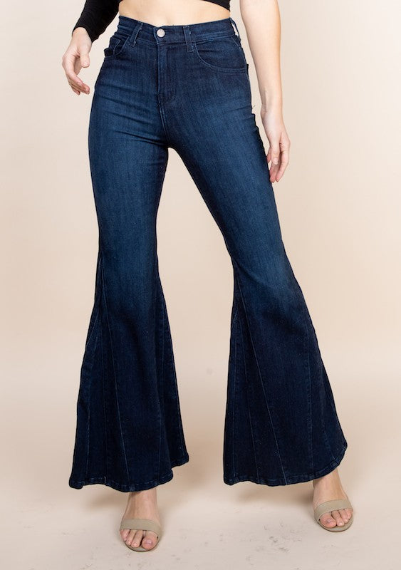 Women's High Waisted Wide Leg Mermaid Flare Jeans