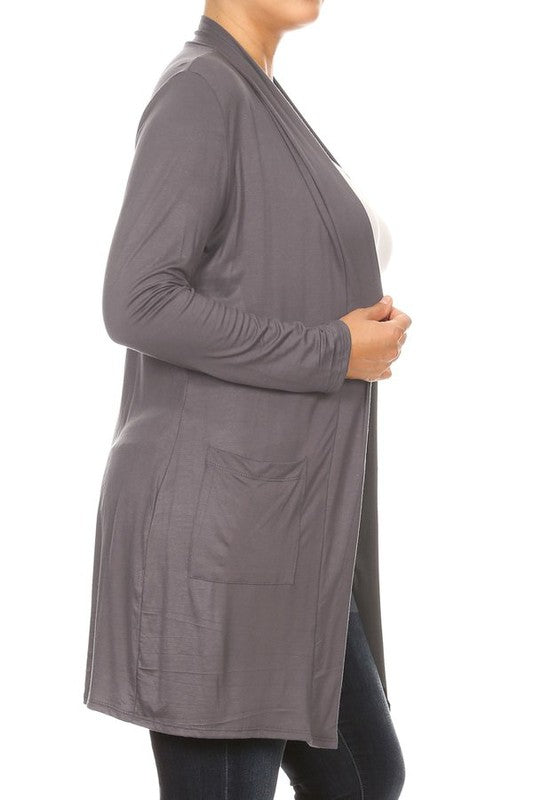 Women's Plus Size Loose Fit Knee Length Duster Cardigan