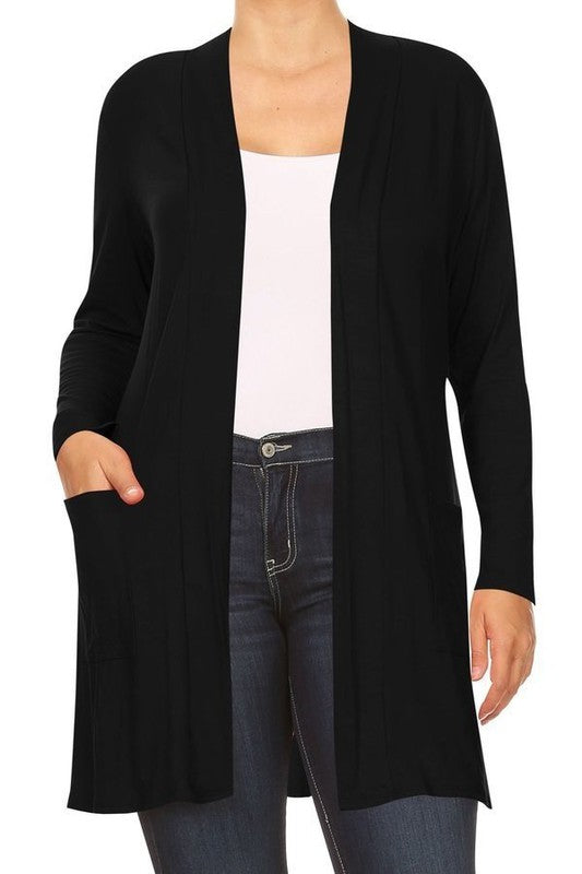 Women's Plus Size Loose Fit Knee Length Duster Cardigan