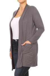 Women's Plus Size Loose Fit Knee Length Duster Cardigan