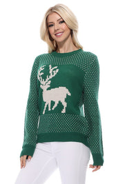 Women's Christmas Deer Jacquard Pullover Sweater