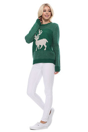 Women's Christmas Deer Jacquard Pullover Sweater