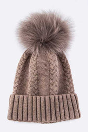 Women's Cashmere Beanie with Raccoon Fur PomPom