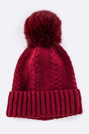 Women's Cashmere Beanie with Raccoon Fur PomPom