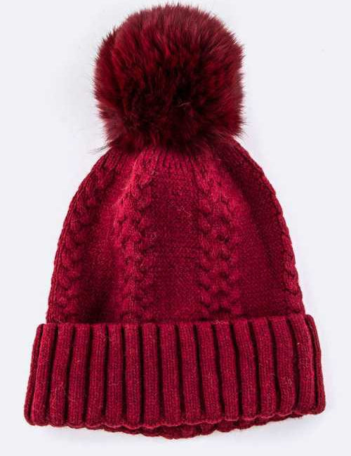 Women's Cashmere Beanie with Raccoon Fur PomPom