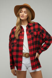 Women's Relaxed Fit Plaid Embroidered Jacket