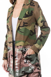 Women's Camouflage Print Open Front Jacket