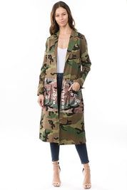 Women's Camouflage Print Open Front Jacket