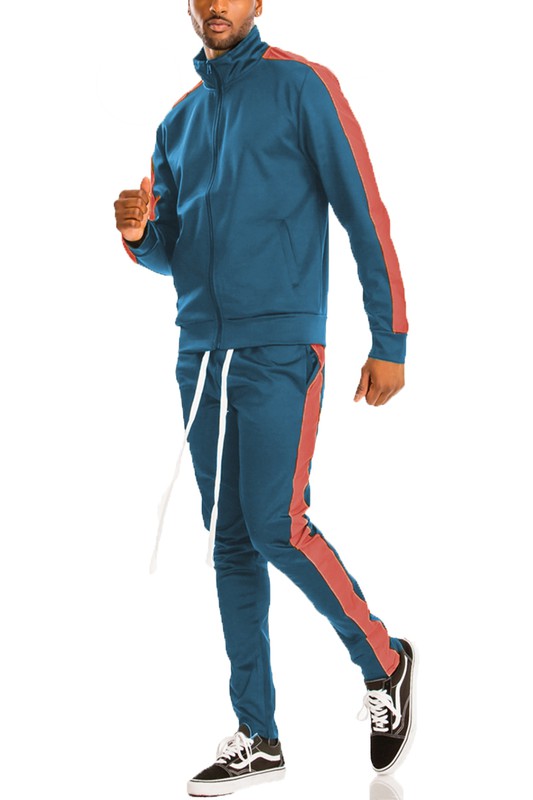 Men's Full Zip Single Stripe Track Suit