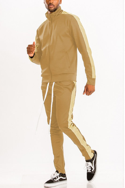 Men's Full Zip Single Stripe Track Suit